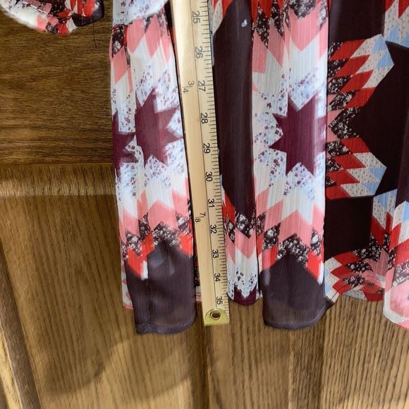 LOFT Patchwork Tie Neck Pocket Dress Size Small Boho Western Rodeo - Picture 10 of 10